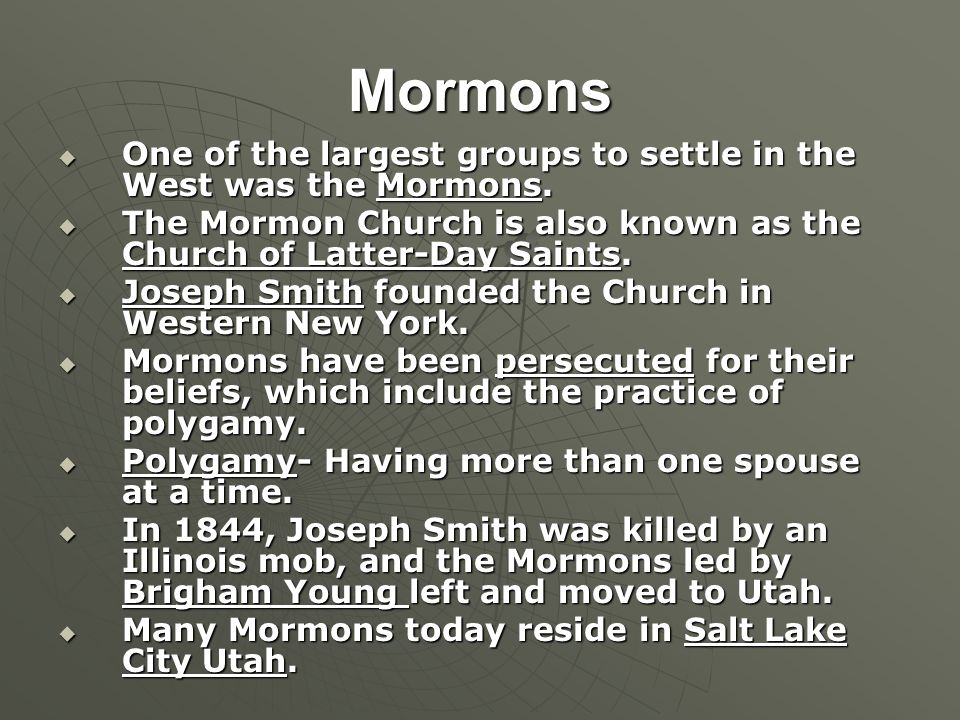Why the Mormons moved to the West